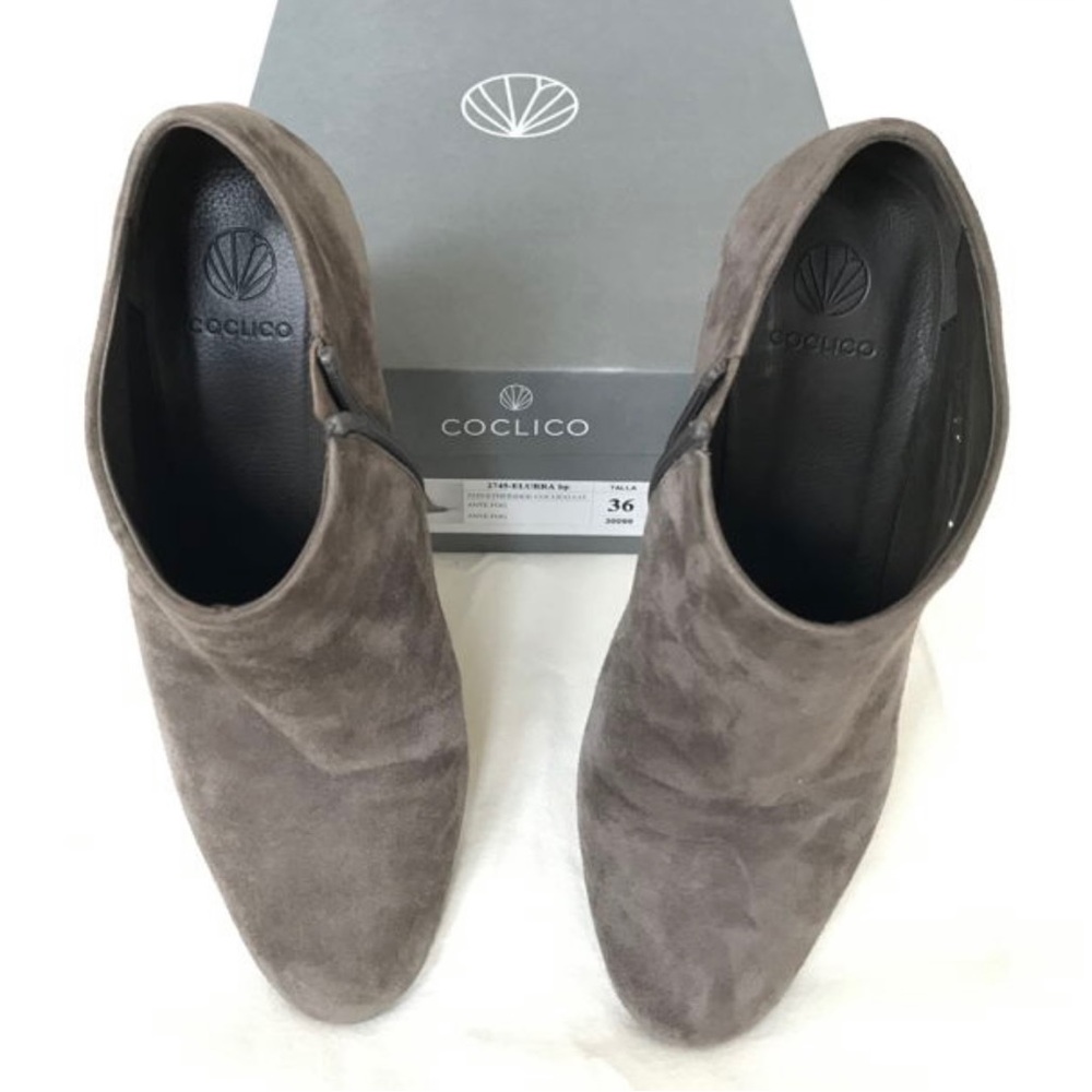 COCLICO Elurra Suede Wedge Ankle Boots in Ante Fog, Size EU 36 / US 6